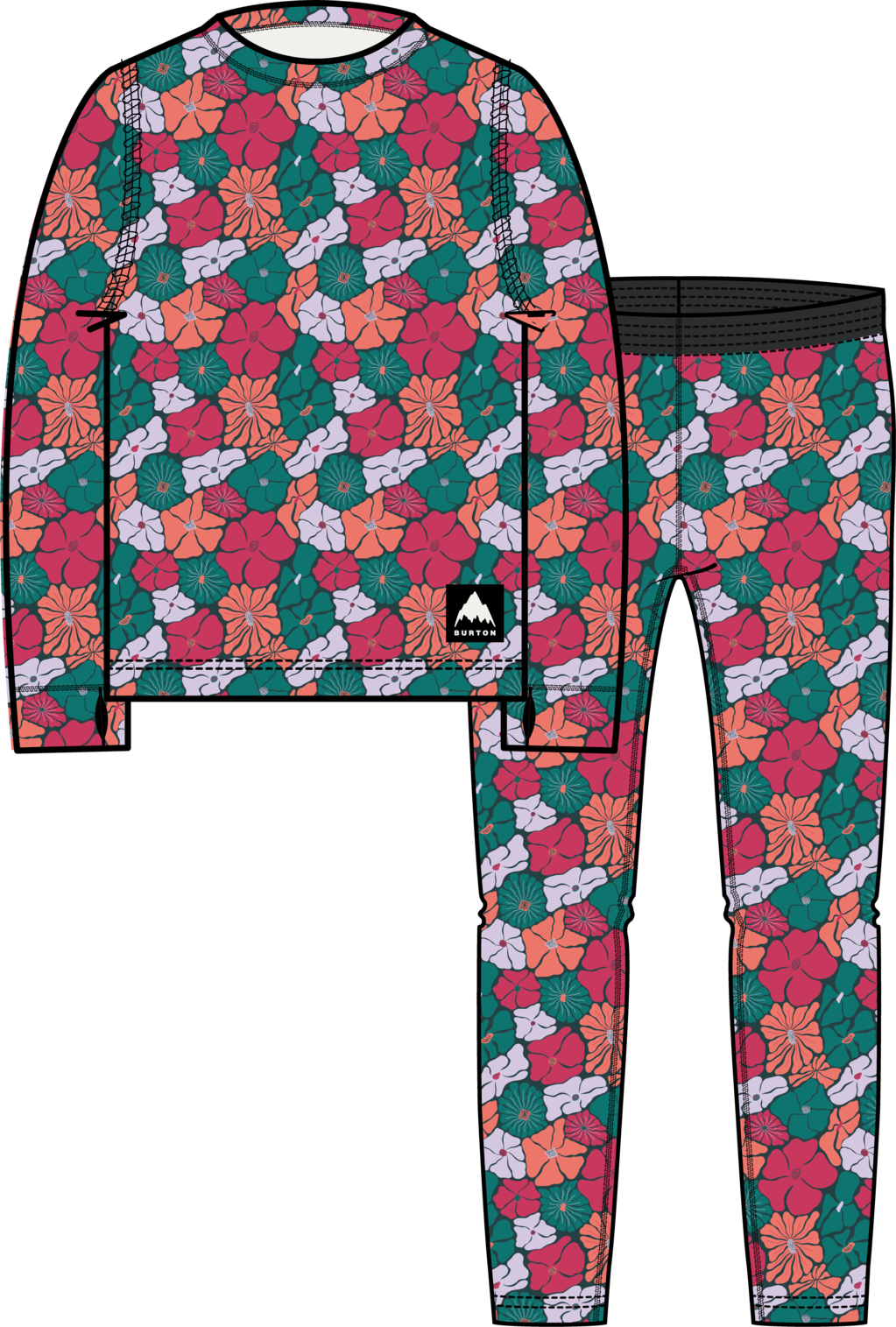 Kids' Lightweight Base Layer Set - Pop Floral