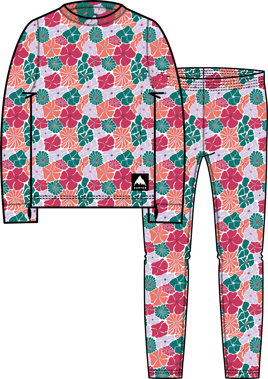 Kids' Fleece Base Layer Set - Pop Floral