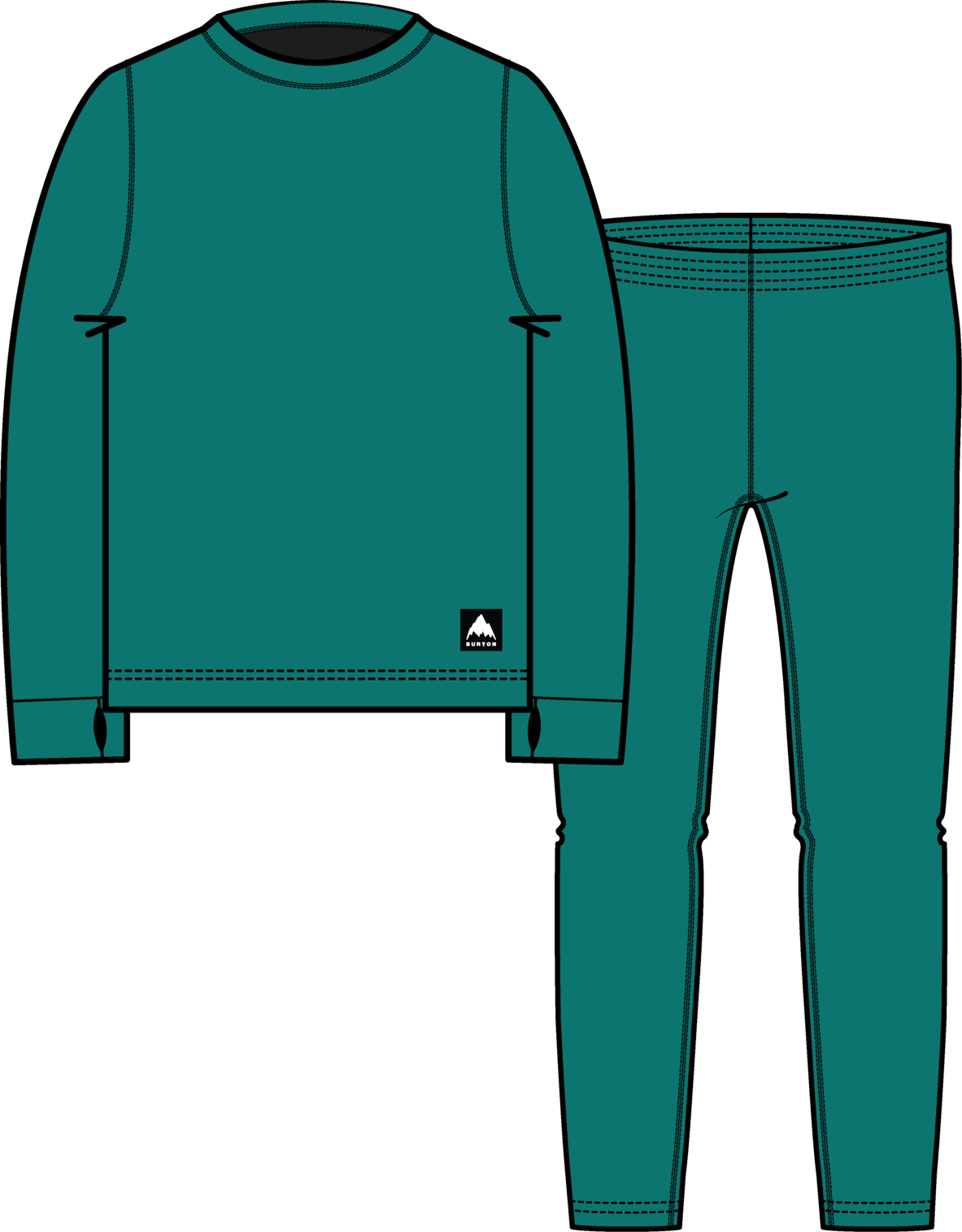 Kids' Fleece Base Layer Set - Pacific Teal