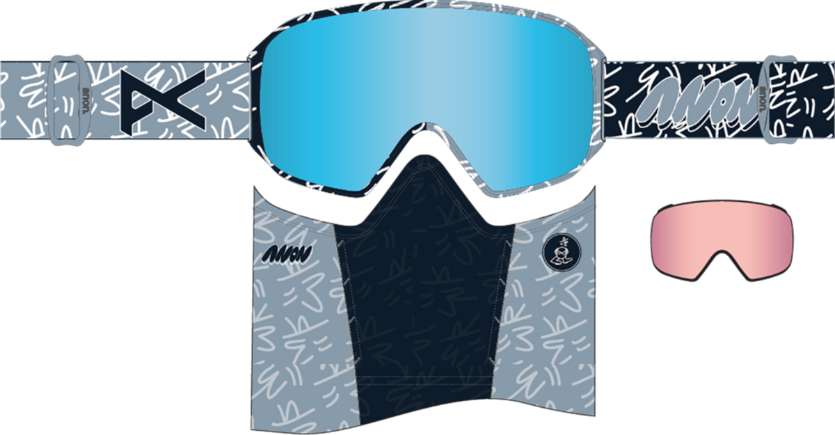 M4 Goggles (Cylindrical) + Bonus Lens + MFI® Face Mask - LBMIDNIGHTGUS / PERCEIVE VARIABLE BLUE