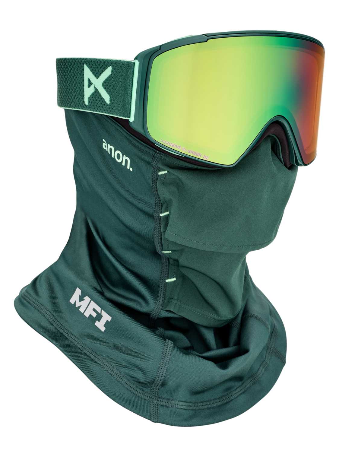 M4 Goggles (Cylindrical) + Bonus Lens + MFI® Face Mask - Brunswick Green / Perceive Variable Green