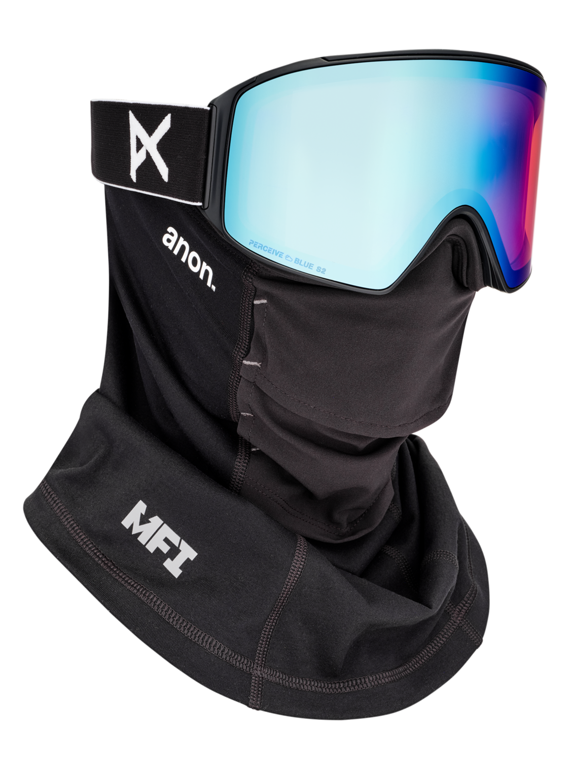 M4 Goggles (Cylindrical) + Bonus Lens + MFI® Face Mask - Black/Perceive Variable Blue