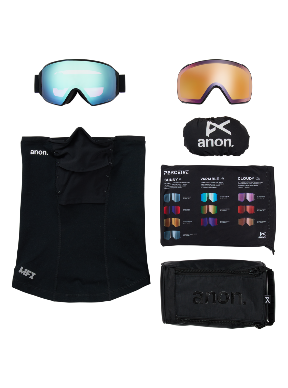M4 Goggles (Toric) + Bonus Lens + MFI® Face Mask - Black/Perceive Variable Blue