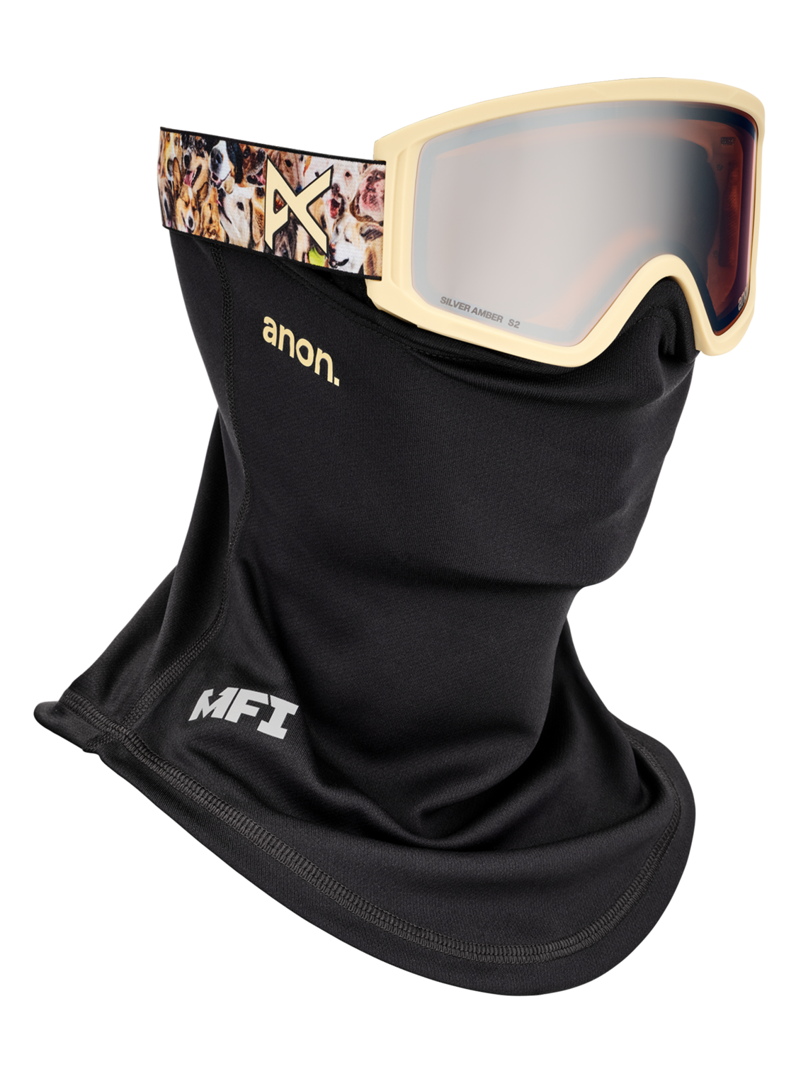 Tracker 2.0 Goggles + MFI® Face Mask - Shop Dogs / Silver Amber