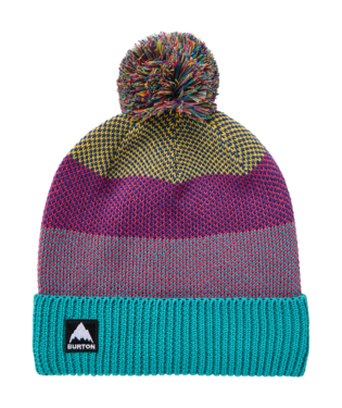 Kids' Fleece-Lined Pom Beanie - Goldenrod/Azalea Pink/Pacific Teal
