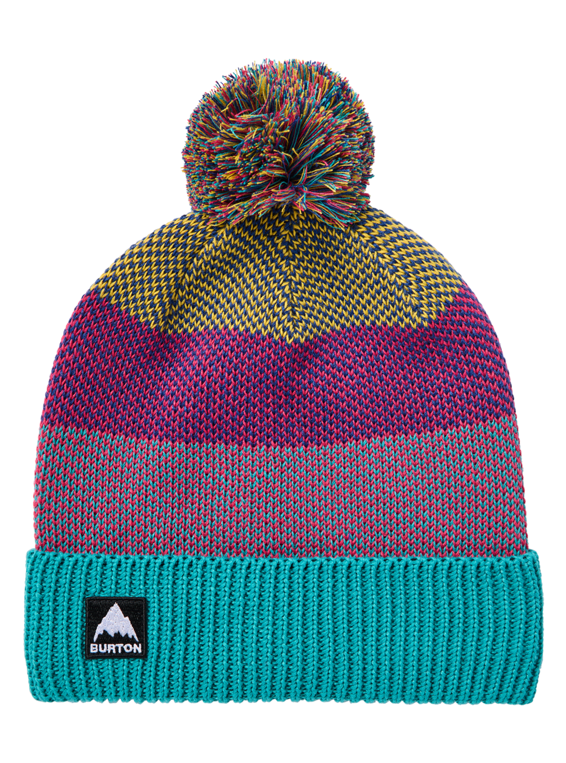 Kids' Fleece-Lined Pom Beanie - Goldenrod/Azalea Pink/Pacific Teal