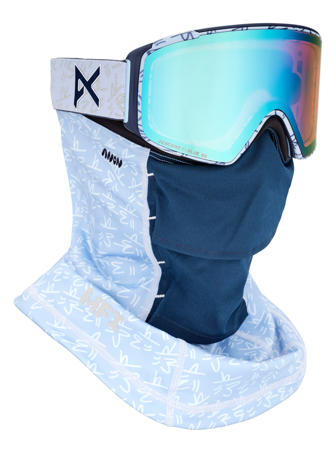M4S Goggles (Cylindrical) + Bonus Lens + MFI® Face Mask - LBMIDNIGHTGUS / PERCEIVE VARIABLE BLUE