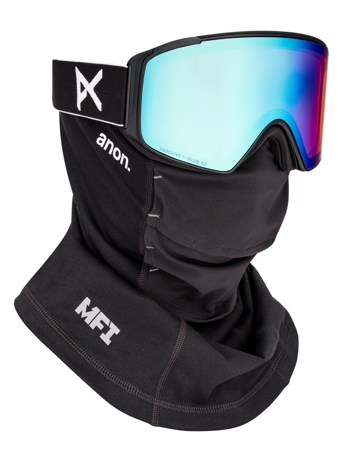 M4S Goggles (Cylindrical) + Bonus Lens + MFI® Face Mask - Black/Perceive Variable Blue