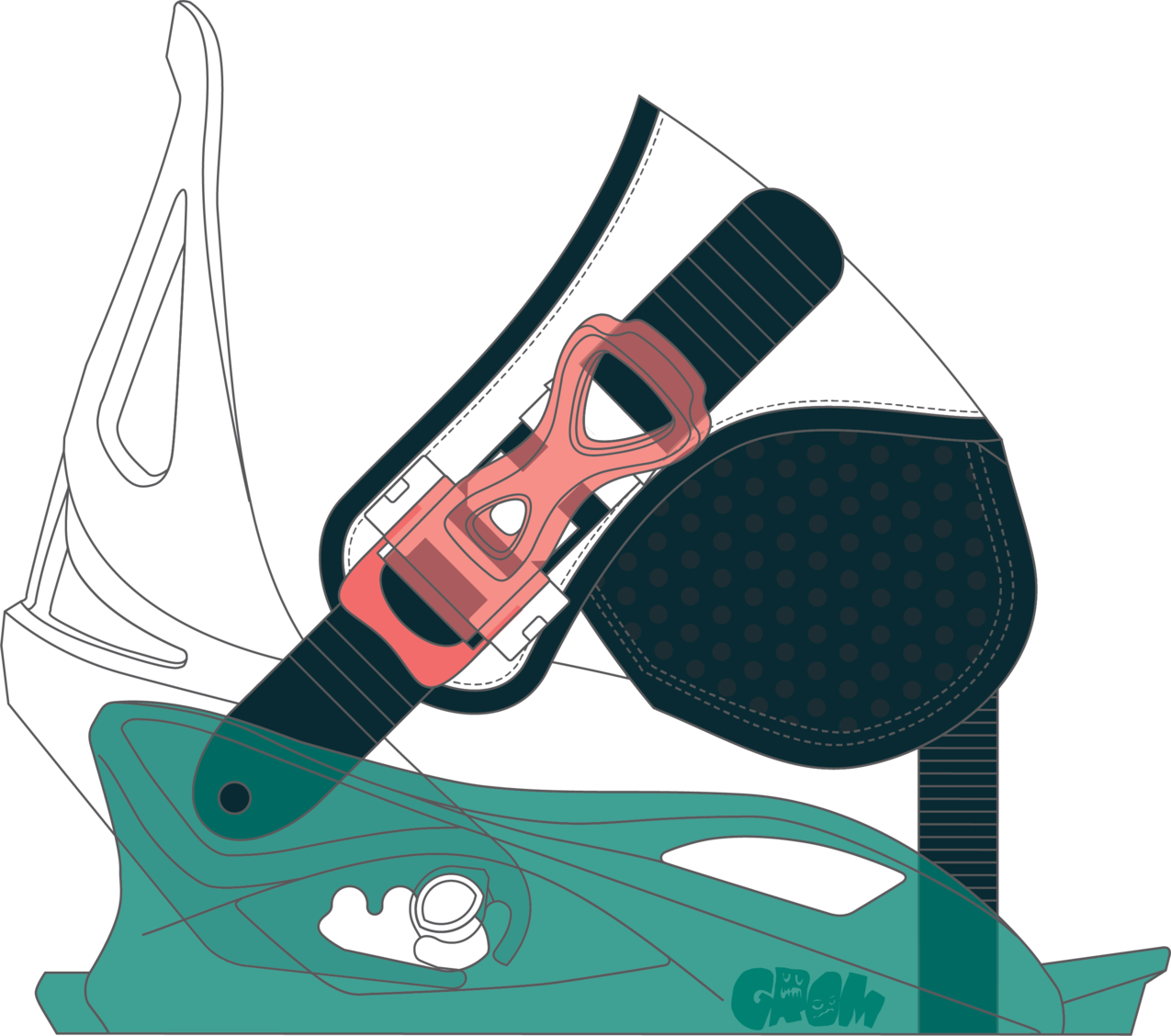 Kids' Mini Grom Disc Snowboard Bindings - Green/Multi