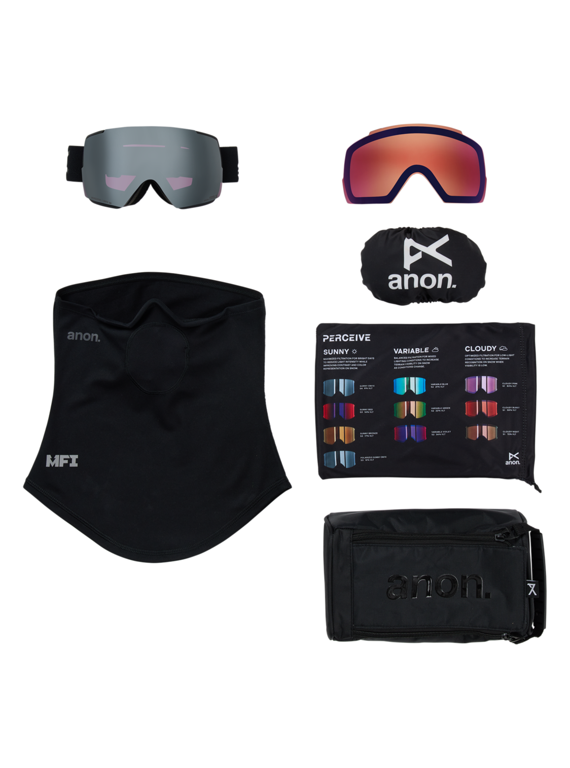 M5S Goggles + Bonus Lens + MFI® Face Mask - Smoke/Perceive Sunny Onyx