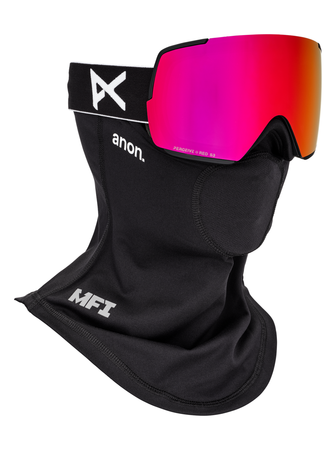 M5S Goggles + Bonus Lens + MFI® Face Mask - Black/Perceive Sunny Red