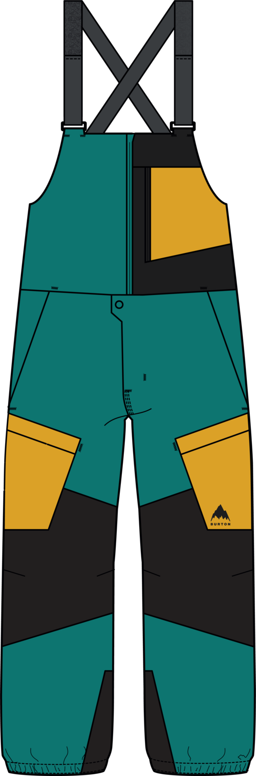 Kids' Powline GORE-TEX Bib Pants - Pacific Teal/Goldenrod/True Black