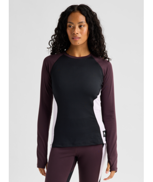 Women's Synthetic Midweight Base Layer Crew - True Black/Bear Hug Brown/Moondust Purple