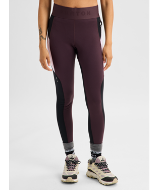 Women's Synthetic Midweight Base Layer Pants - True Black/Bear Hug Brown/Moondust Purple