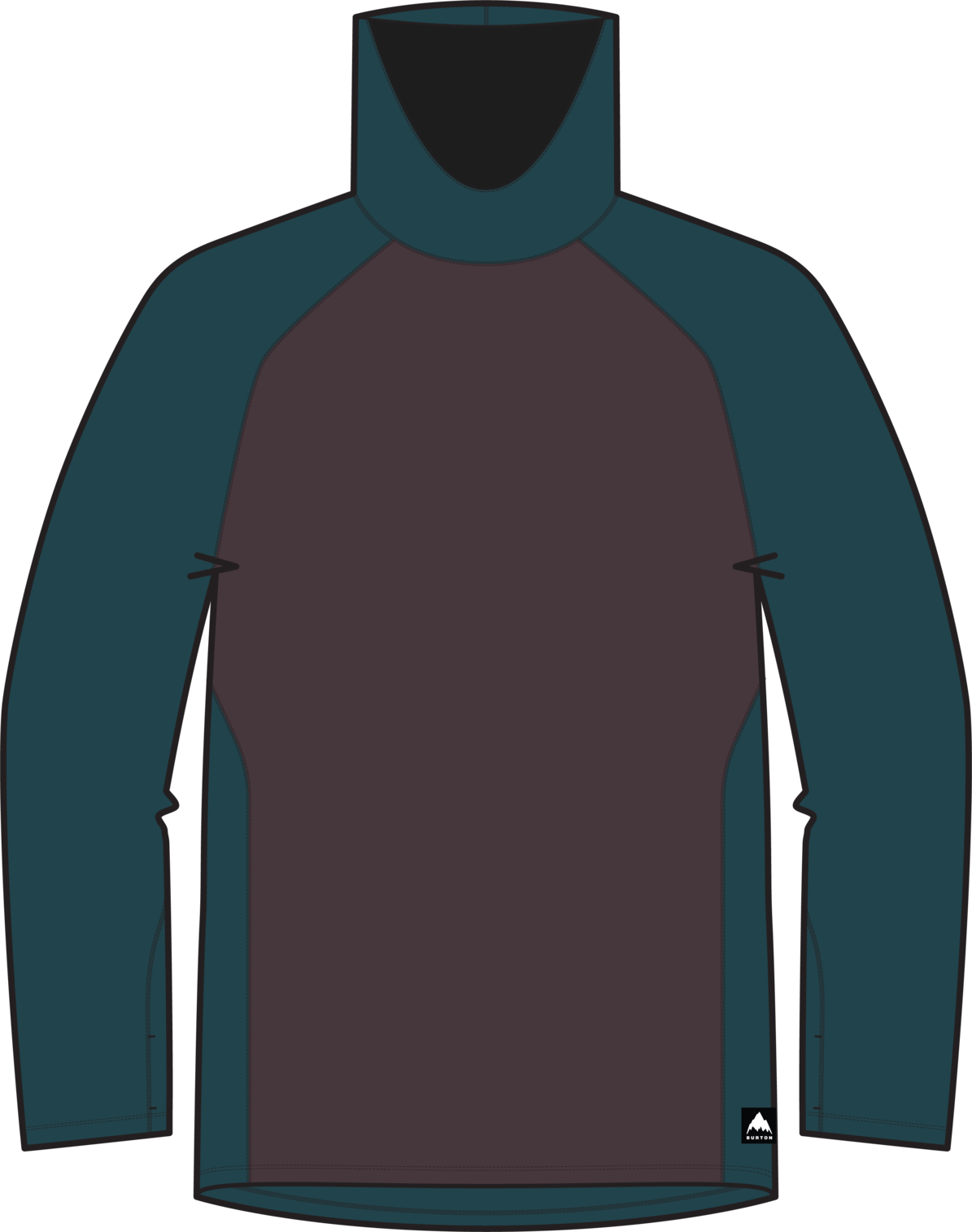 Men's Synthetic Midweight Base Layer Long Neck - Bear Hug Brown/Atlantic Teal