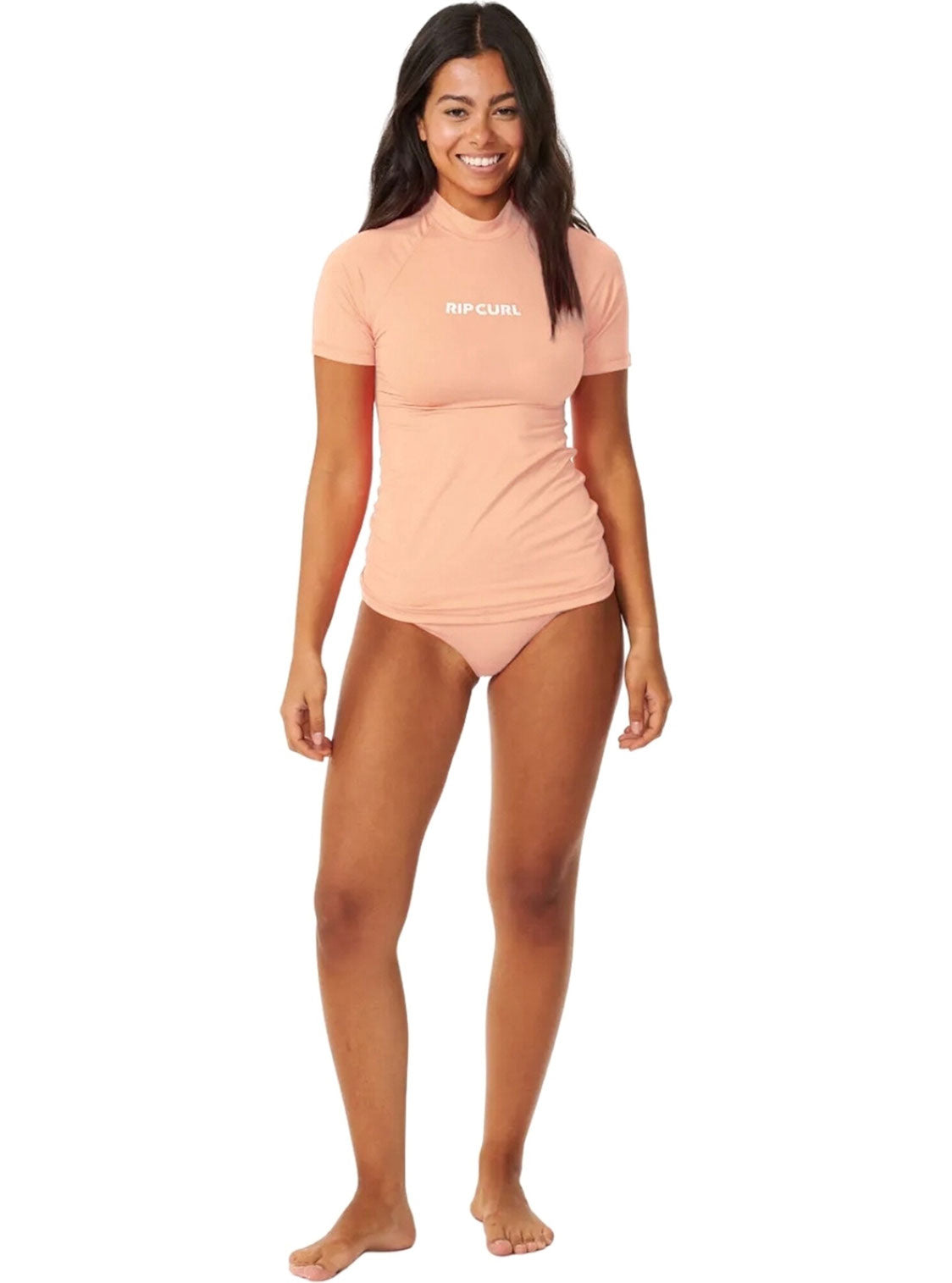 Rip Curl Lycra Classic Surf Ss Upf Rashguard Bright Peach