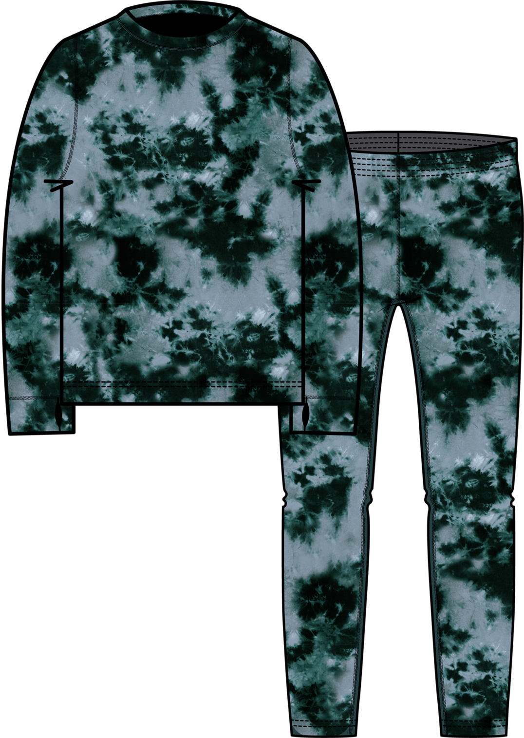 Kids' Fleece Base Layer Set - Crumple Dye