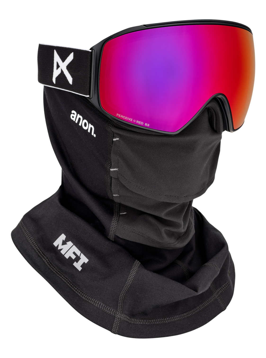 M4 Goggles (Cylindrical) + Bonus Lens + MFI® Face Mask - Black/Perceive Sunny Red