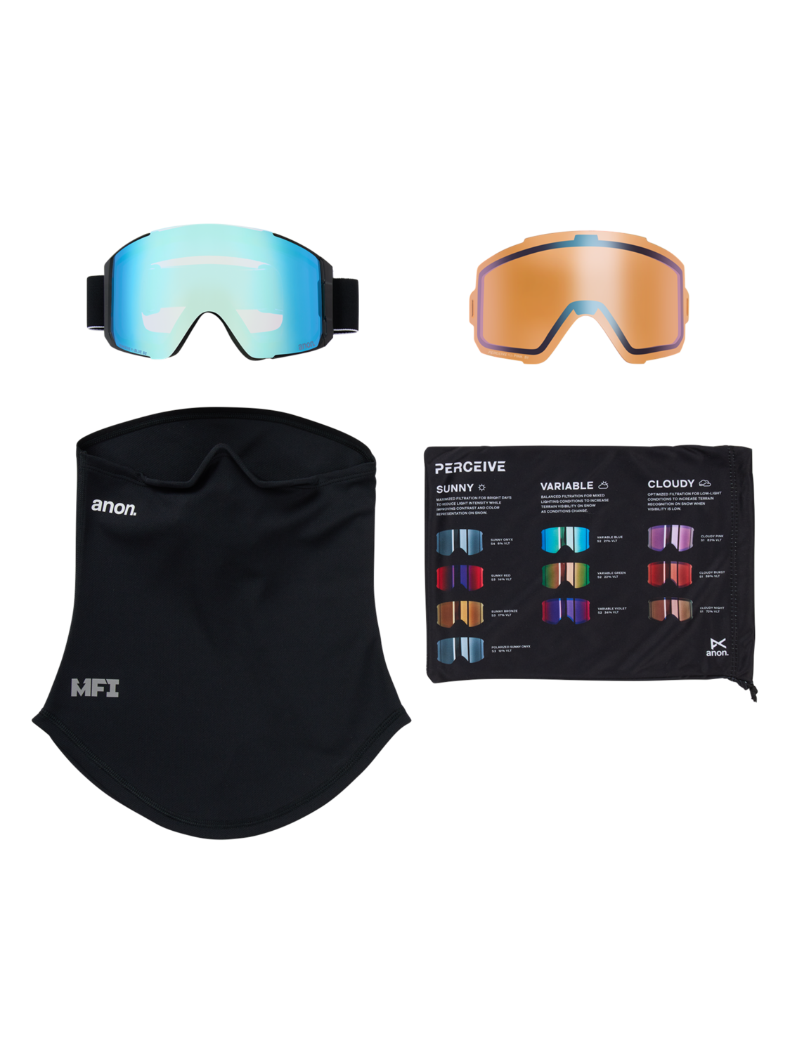 Sync Goggles + Bonus Lens + MFI® Face Mask - Black/Perceive Variable Blue