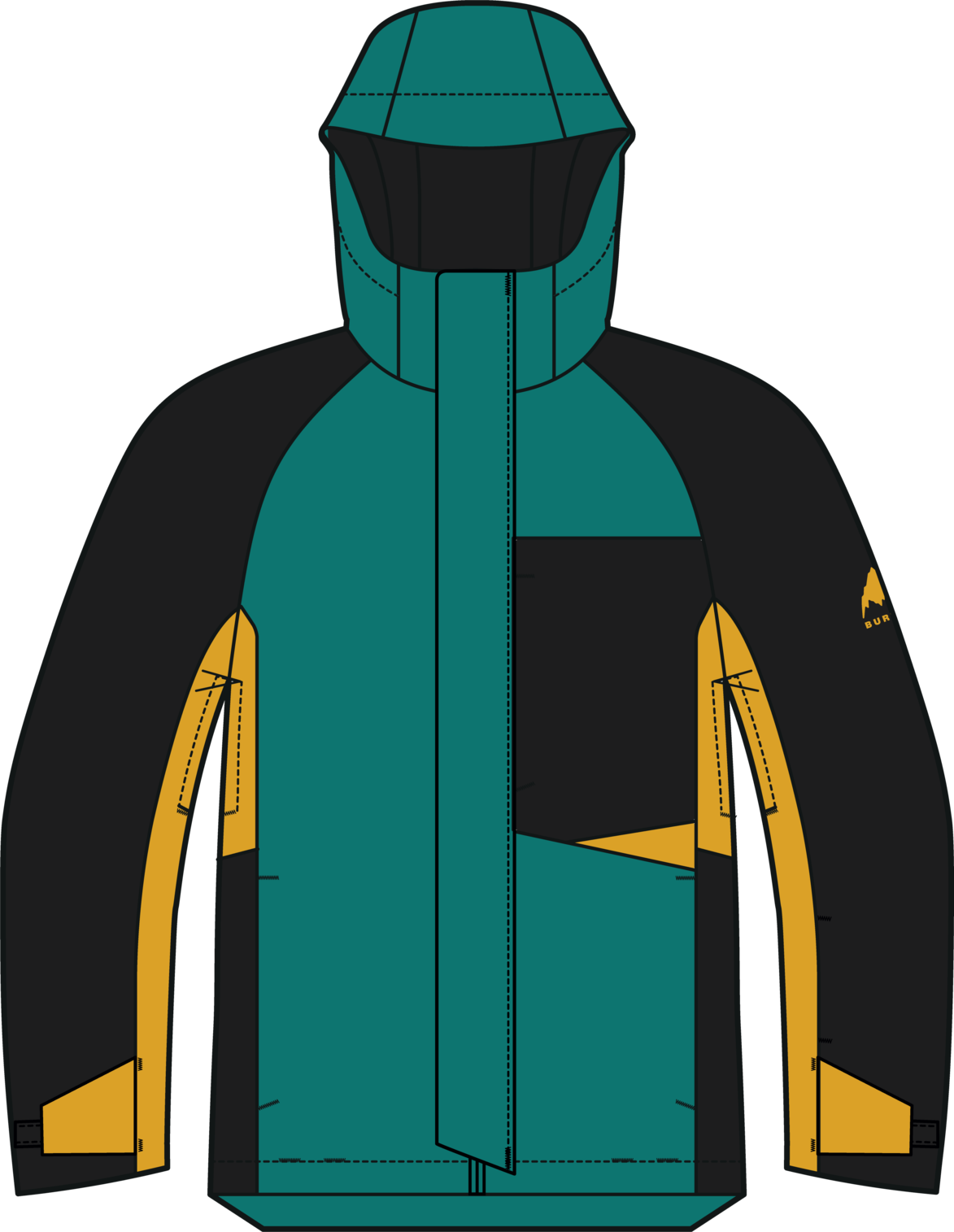 Kids' Powline GORE-TEX 2L Jacket - Pacific Teal/Goldenrod/True Black