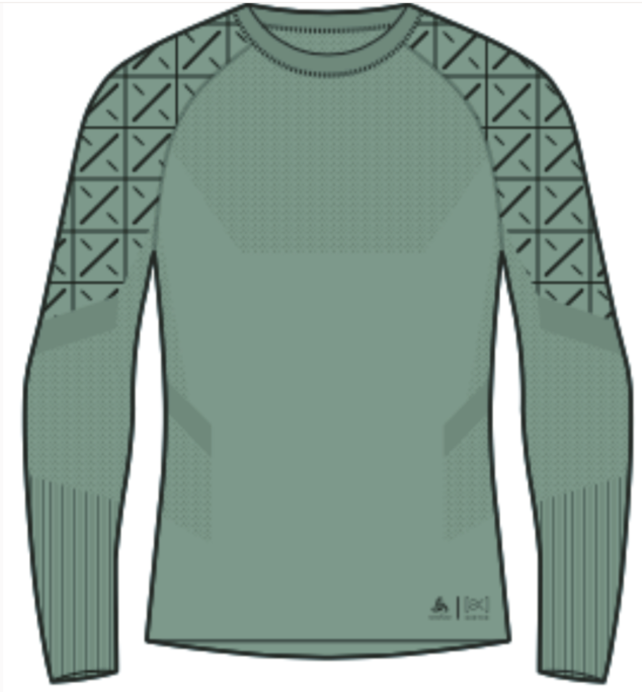 Men's [ak] Slokar Merino Base Layer Crewneck - Hedge Green/True Black