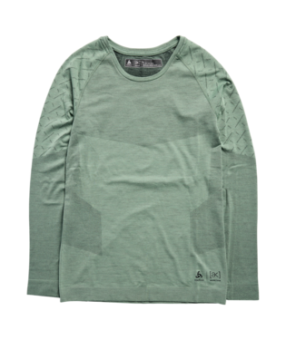 Men's [ak] Slokar Merino Base Layer Crewneck - Hedge Green/True Black
