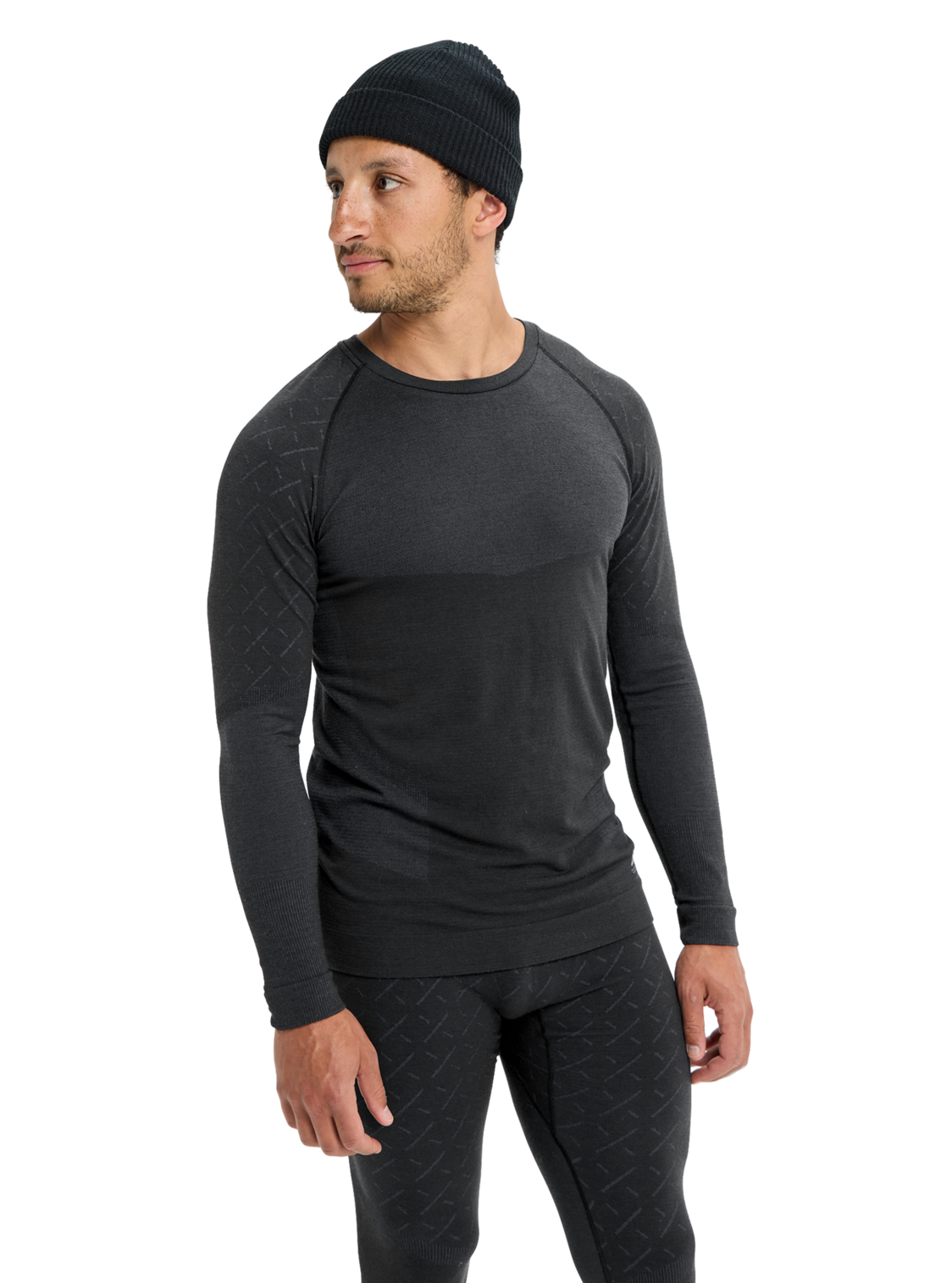 Men's [ak] Slokar Merino Base Layer Crewneck - True Black/Gray Cloud