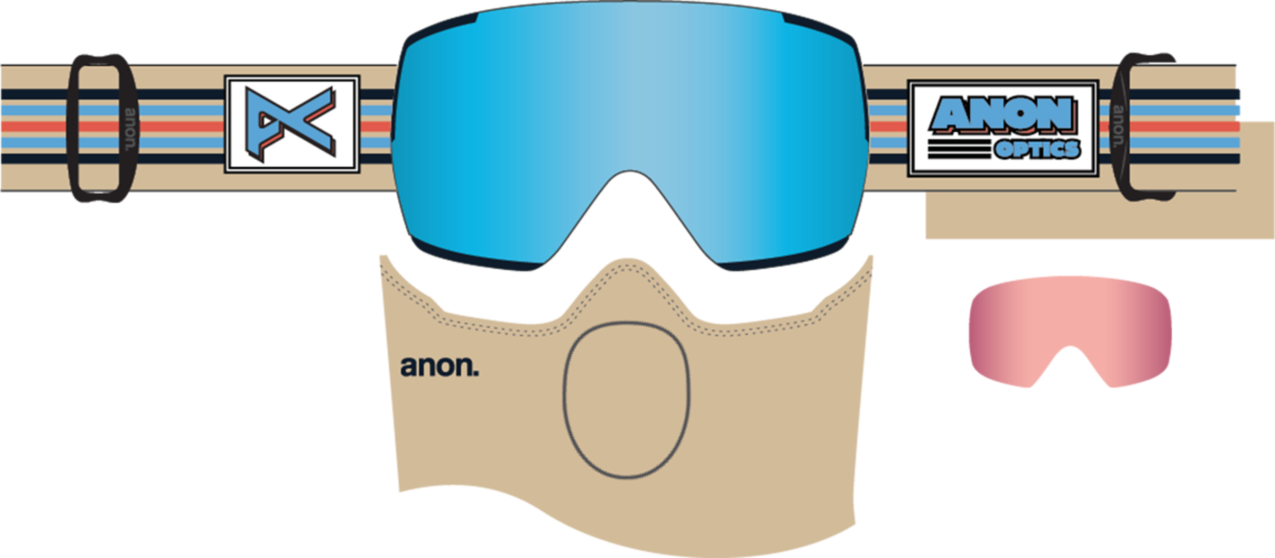 M5S Goggles + Bonus Lens + MFI® Face Mask - Vintage / Perceive Variable Blue