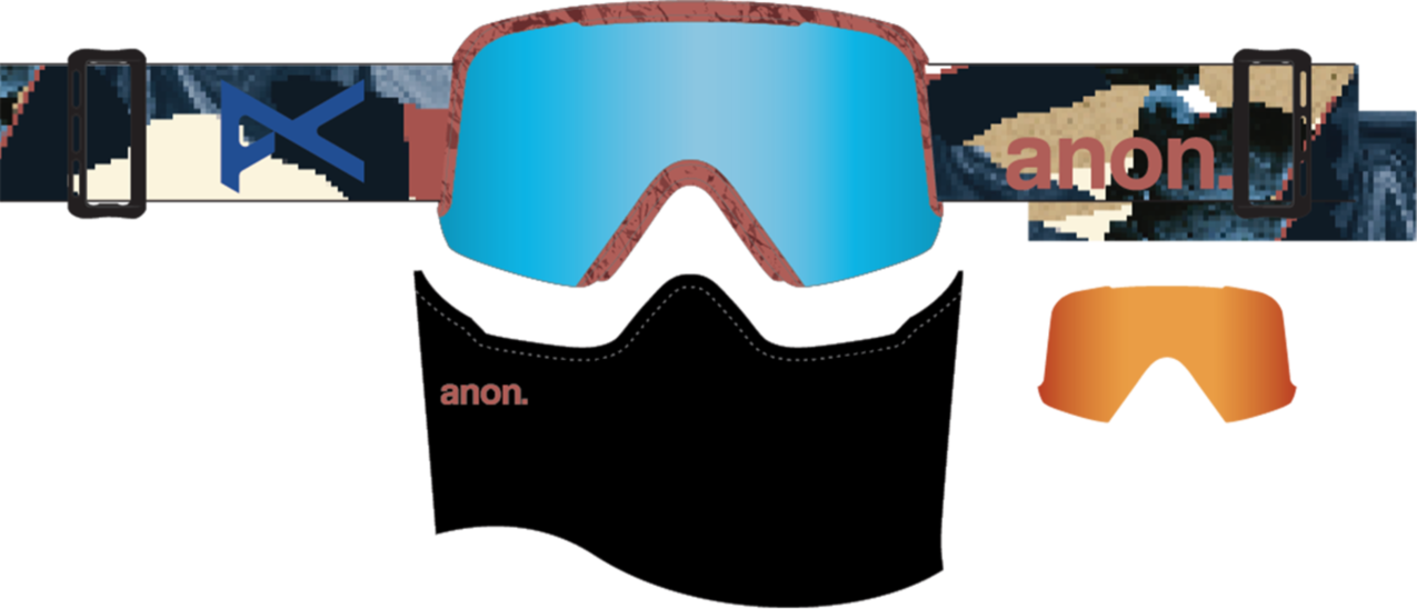 Nesa Goggles + Bonus Lens + MFI® Face Mask - Marble Collage / Perceive Variable Blue