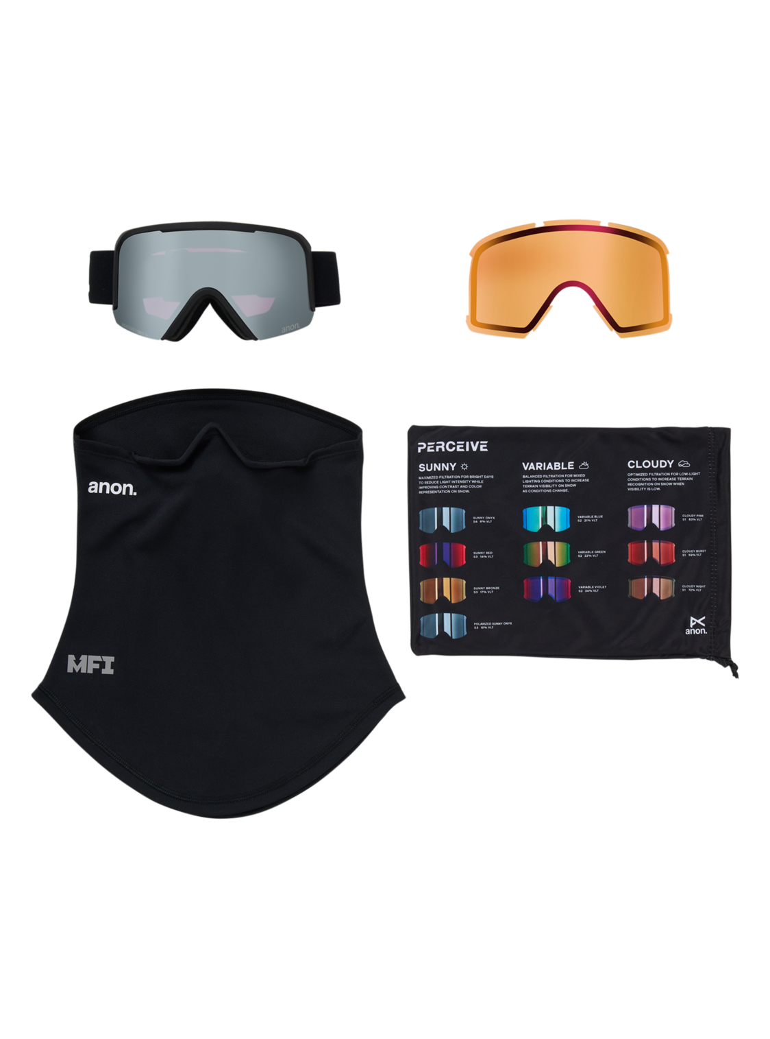 Nesa Goggles + Bonus Lens + MFI® Face Mask - Smoke/Perceive Sunny Onyx