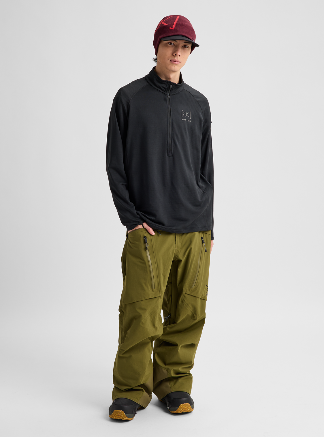 Men's [ak] Helium Grid Fleece Half-Zip - True Black