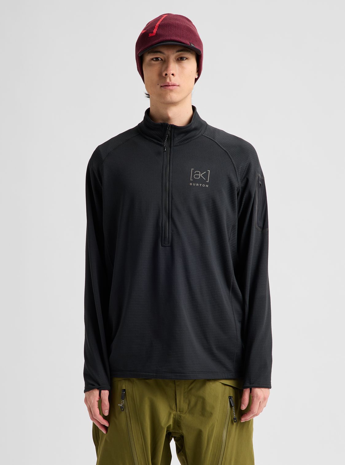 Men's [ak] Helium Grid Fleece Half-Zip - True Black