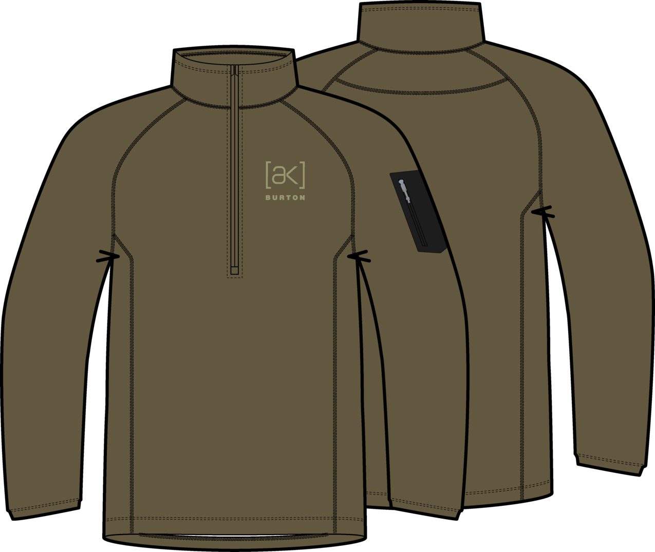 Men's [ak] Helium Grid Fleece Half-Zip - Dried Moss
