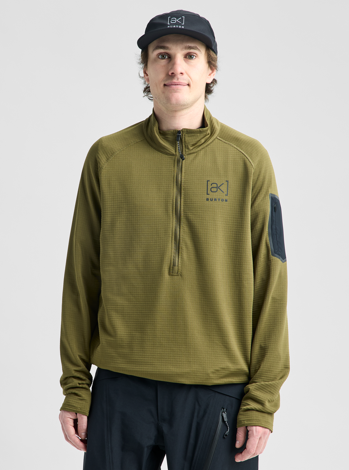 Men's [ak] Helium Grid Fleece Half-Zip - Dried Moss