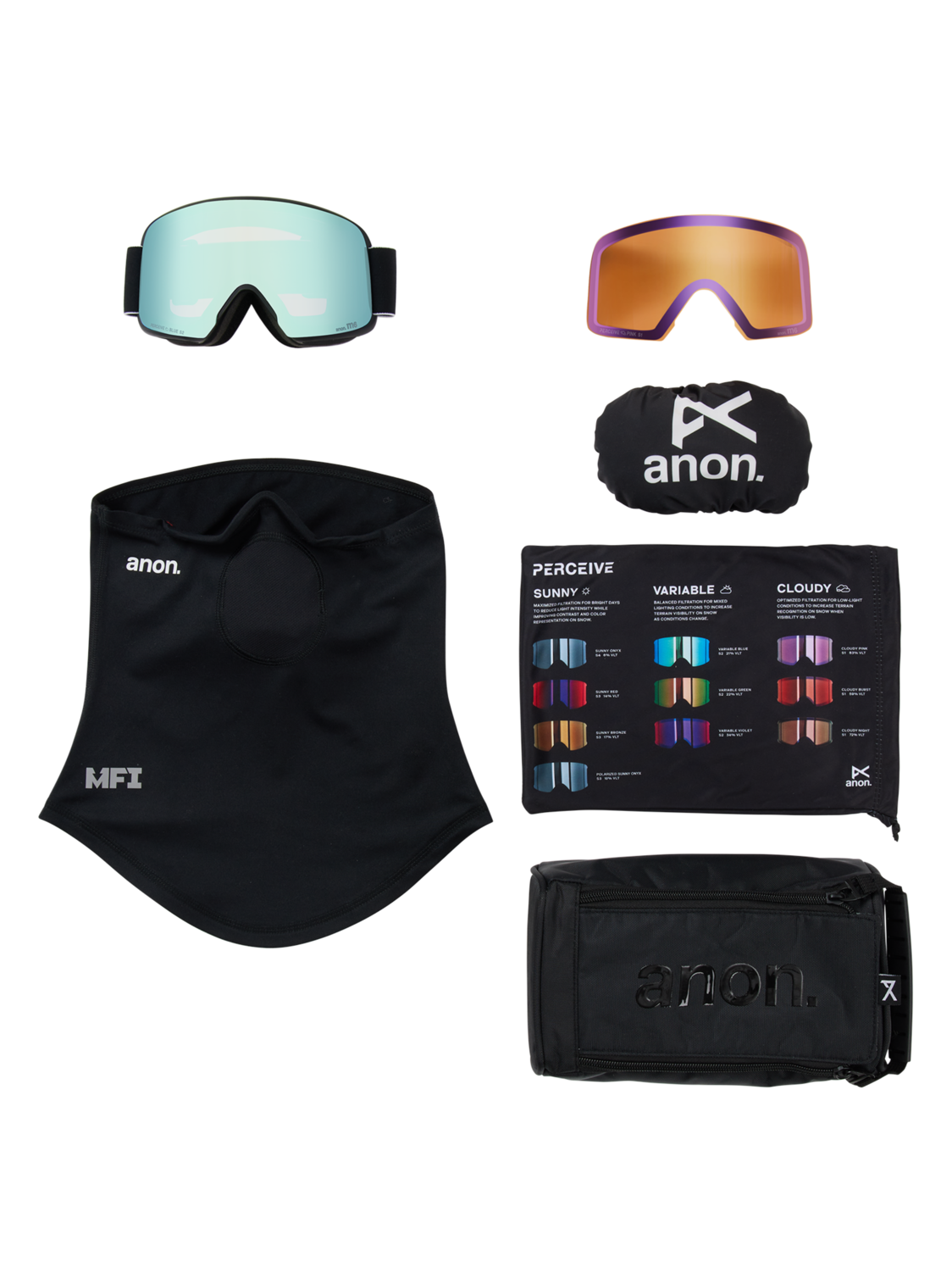 M6 Goggles + Bonus Lens + MFI® Face Mask - Black/Perceive Variable Blue