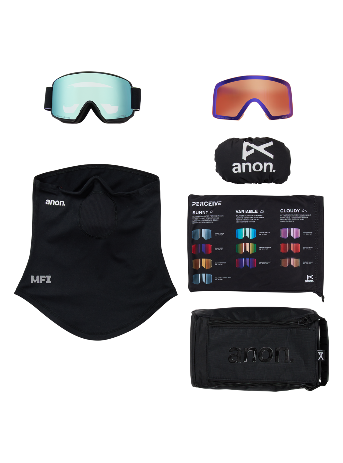 M6S Goggles + Bonus Lens + MFI® Face Mask - Black/Perceive Variable Blue