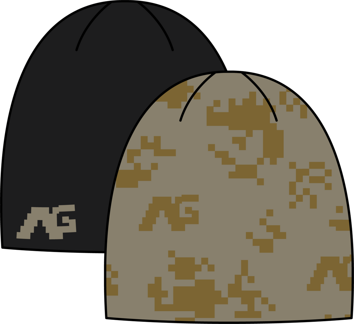 AG Outfall Reversible Beanie - TRUBLK/DIGICAMO