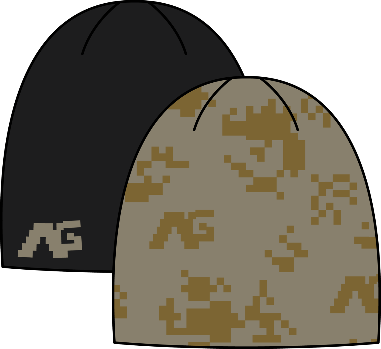 AG Outfall Reversible Beanie - TRUBLK/DIGICAMO