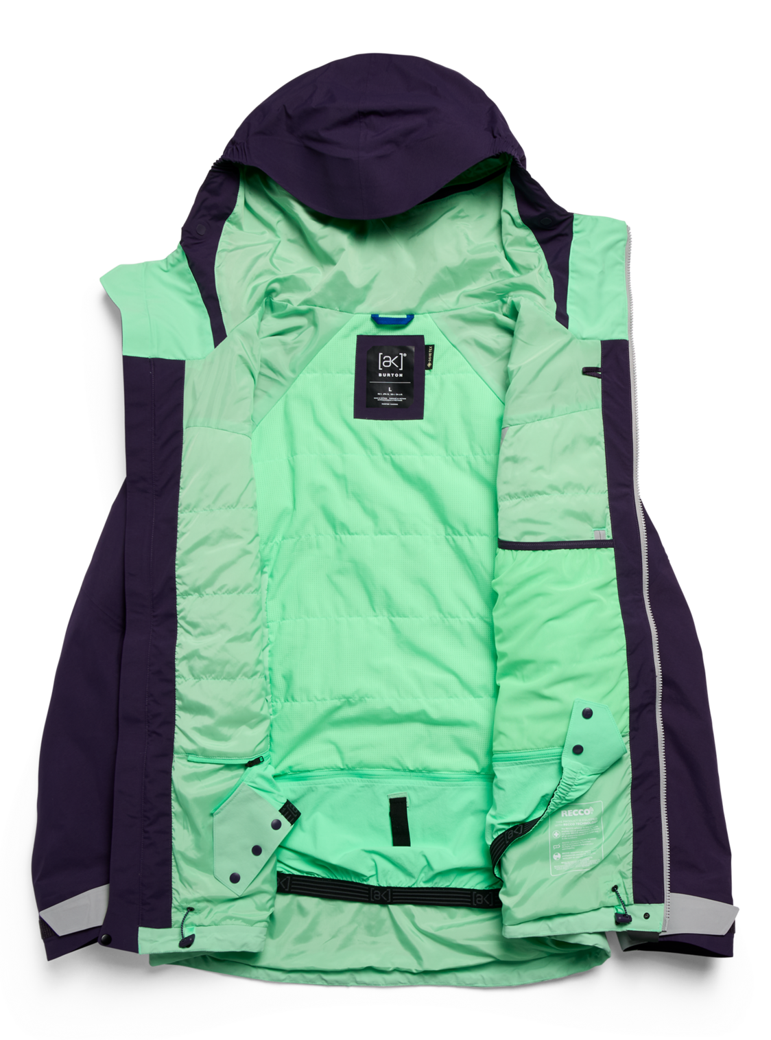 Men's [ak] Swash Synthetic Insulated GORE-TEX 2L Jacket - Nightshade Purple/Apparition Gray/Green Voltage