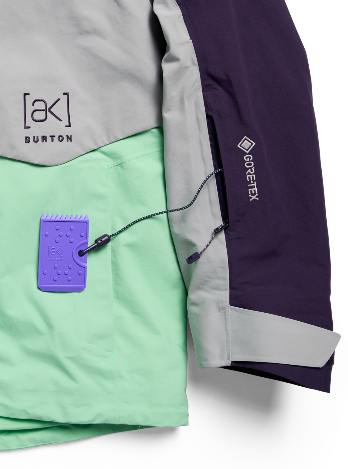 Men's [ak] Swash Synthetic Insulated GORE-TEX 2L Jacket - Nightshade Purple/Apparition Gray/Green Voltage