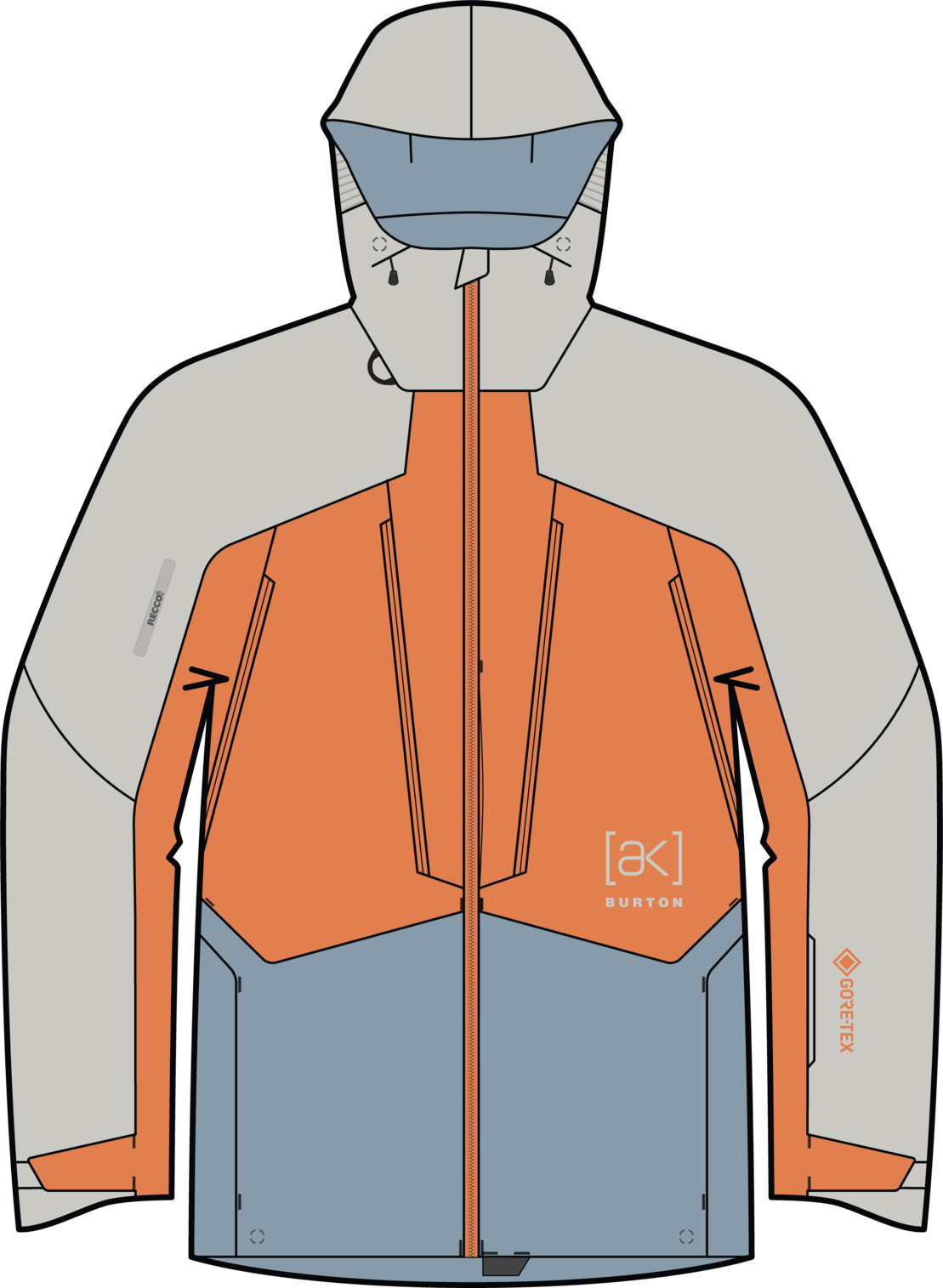 Men's [ak] Swash Synthetic Insulated GORE-TEX 2L Jacket - Chinchilla Gray/Goldfish Orange/Airstream Blue