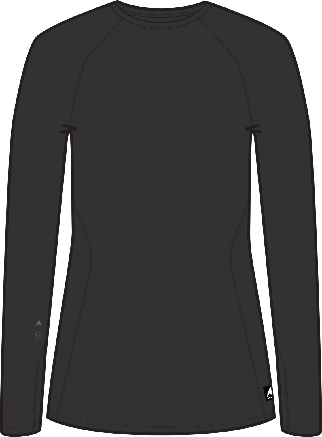Women's Merino Blend Midweight Base Layer Crew - True Black