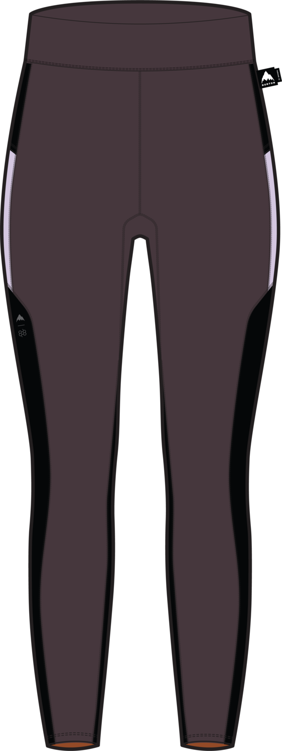 Women's Synthetic Midweight Base Layer Pants - True Black/Bear Hug Brown/Moondust Purple
