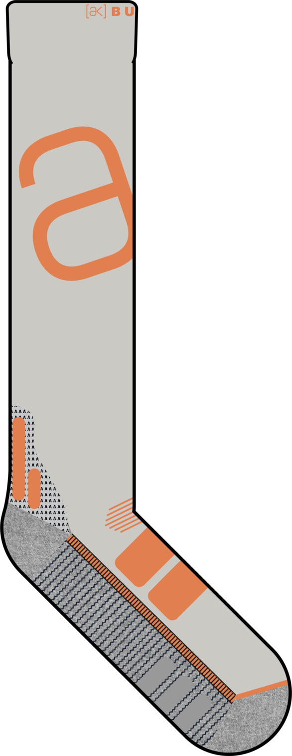 [ak] Performance+ Sock - Chinchilla Gray/Goldfish Orange