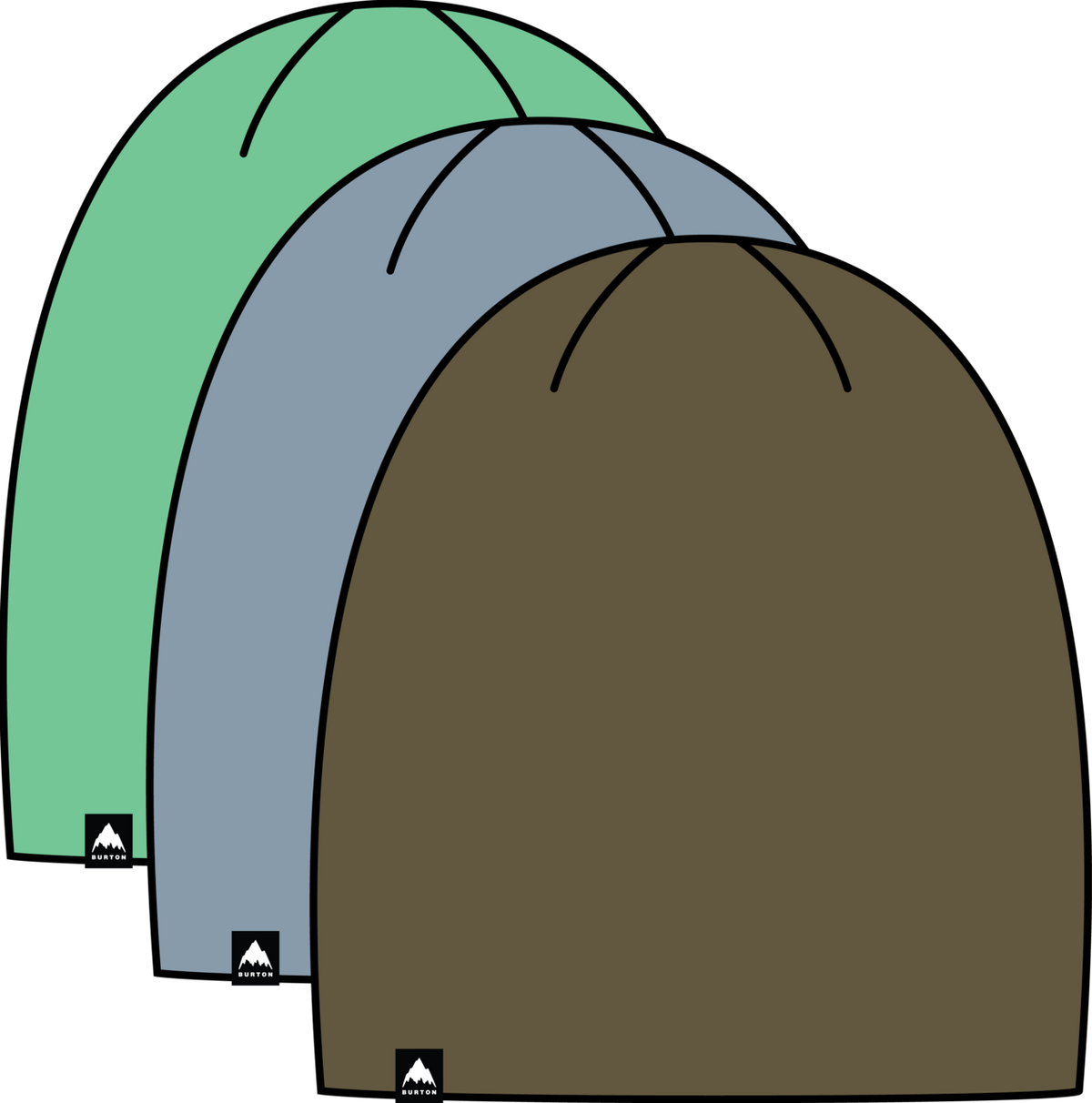 DND Beanie (3 Pack) - Green Voltage/Airstream Blue/Dried Moss
